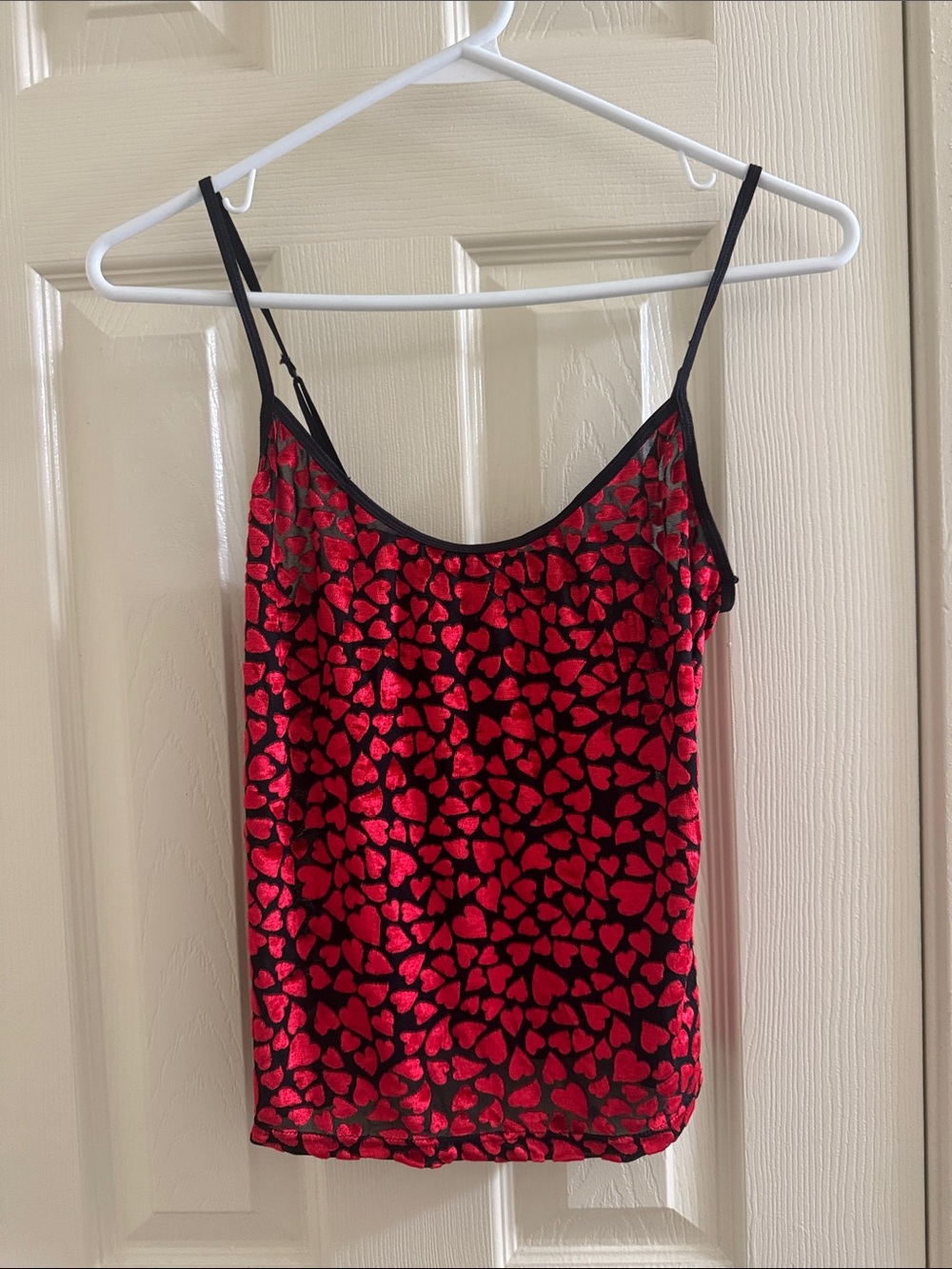 Vintage Charlotte Russe black and red velvet heart tank